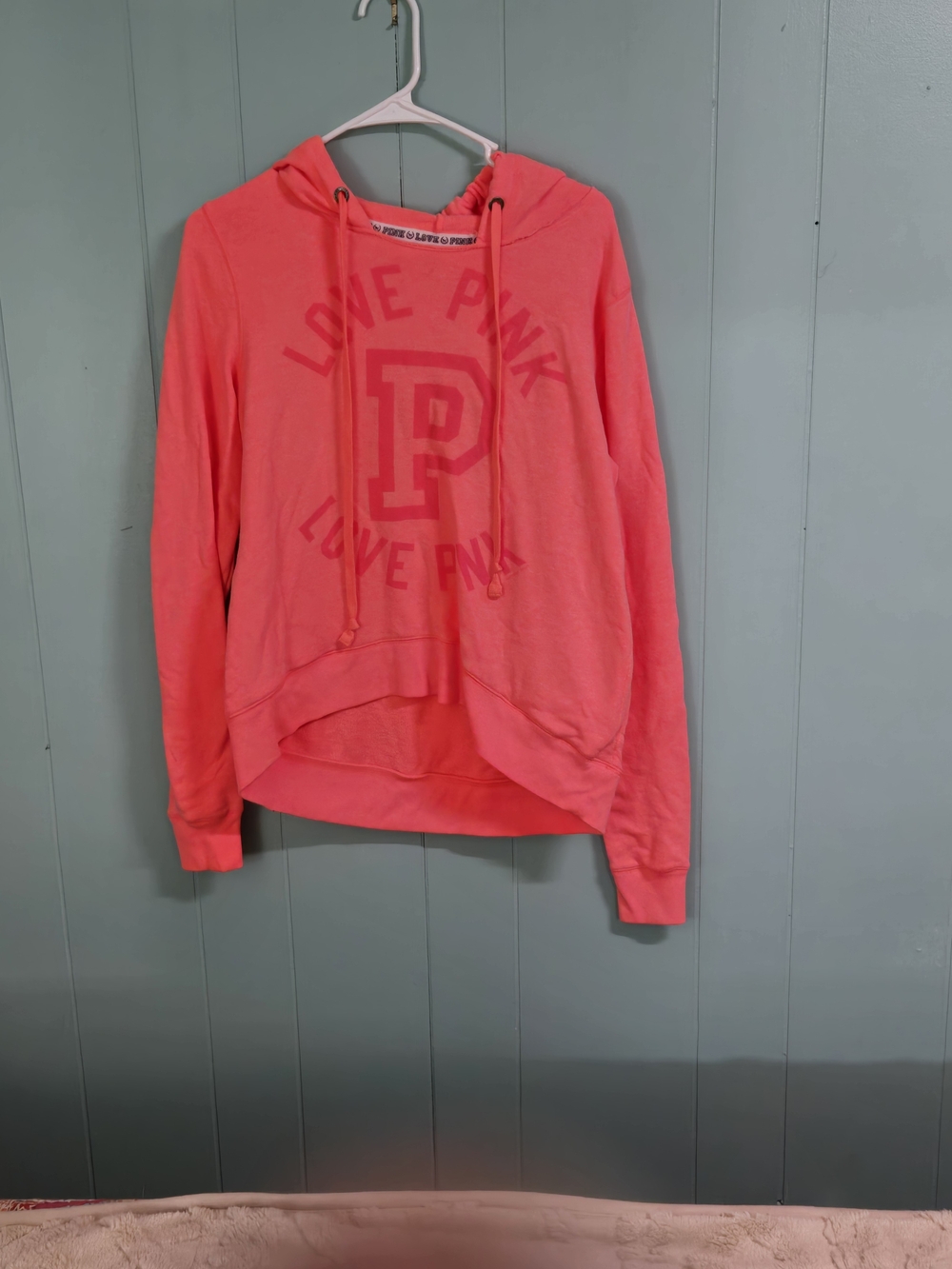 Victoria's Secret PINK Neon Coral Hoodie Sweatshirt